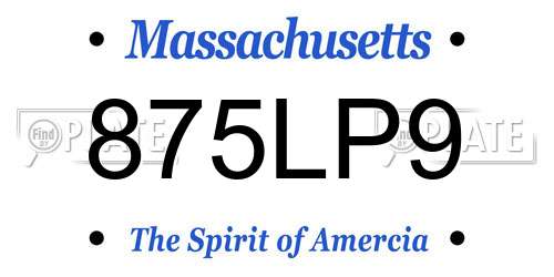 875LP9 Massachusetts License Plate