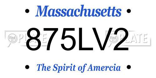 875LV2 Massachusetts License Plate