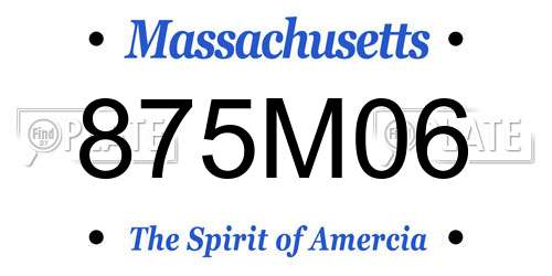 875M06 Massachusetts License Plate