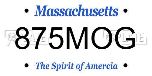 875MOG Massachusetts License Plate
