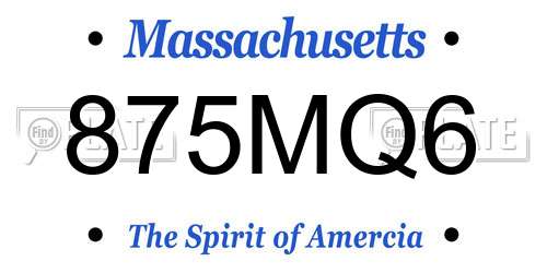 875MQ6 Massachusetts License Plate