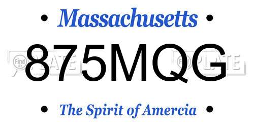 875MQG Massachusetts License Plate