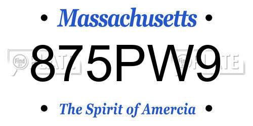 875PW9 Massachusetts License Plate