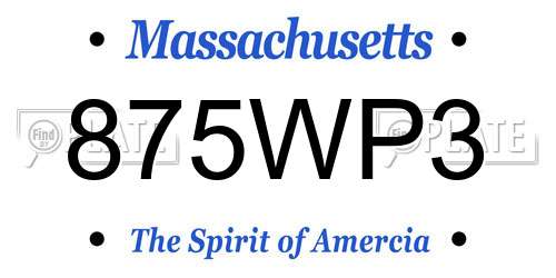 875WP3 Massachusetts License Plate