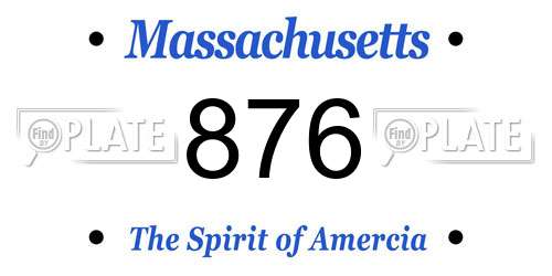 876 Massachusetts License Plate