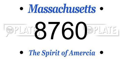 8760 Massachusetts License Plate