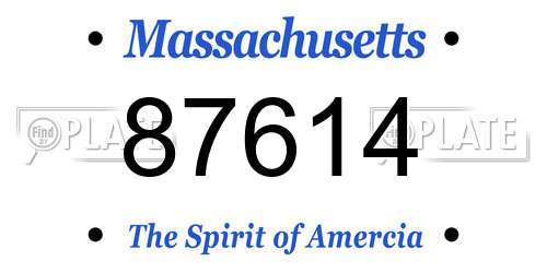 87614 Massachusetts License Plate