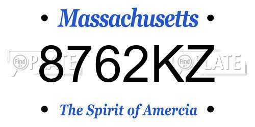 8762KZ Massachusetts License Plate