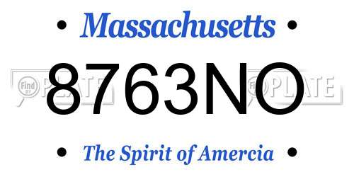 8763NO Massachusetts License Plate