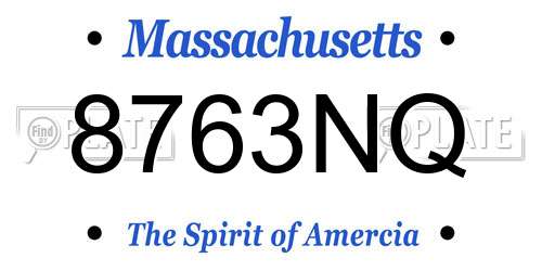 8763NQ Massachusetts License Plate
