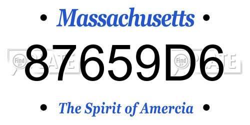 87659D6 Massachusetts License Plate