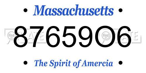 87659O6 Massachusetts License Plate