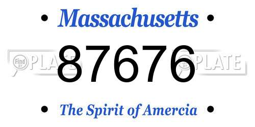 87676 Massachusetts License Plate