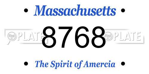 8768 Massachusetts License Plate