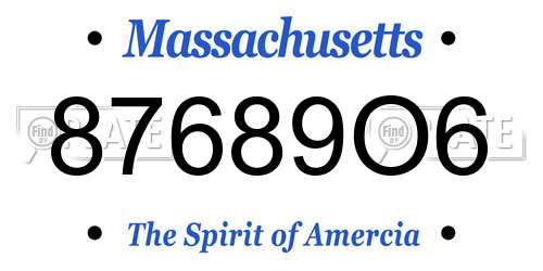 87689O6 Massachusetts License Plate