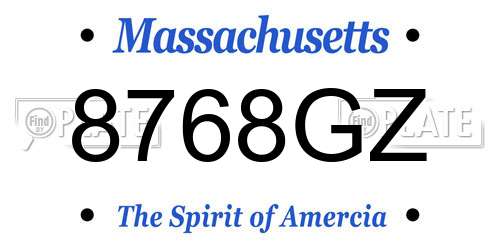 8768GZ Massachusetts License Plate