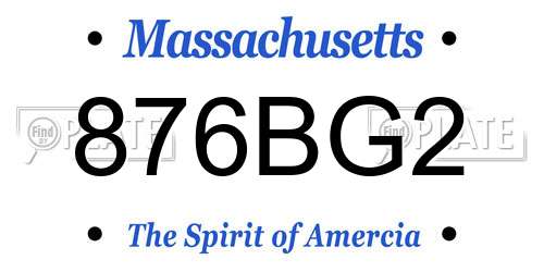 876BG2 Massachusetts License Plate