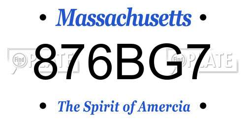 876BG7 Massachusetts License Plate