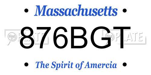 876BGT Massachusetts License Plate
