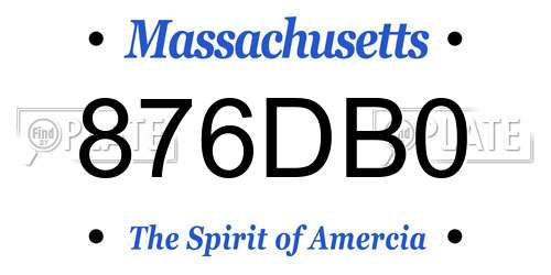 876DB0 Massachusetts License Plate