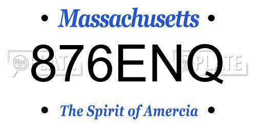 876ENQ Massachusetts License Plate