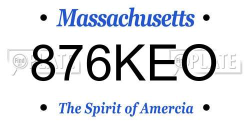 876KEO Massachusetts License Plate