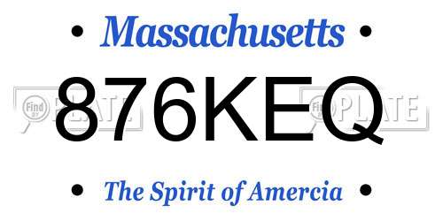 876KEQ Massachusetts License Plate