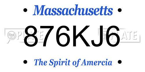 876KJ6 Massachusetts License Plate