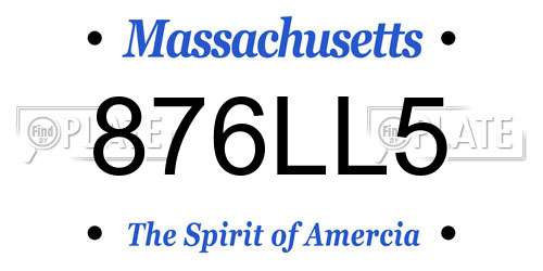876LL5 Massachusetts License Plate
