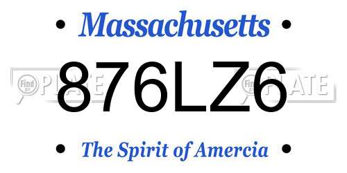 876LZ6 Massachusetts License Plate
