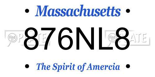 876NL8 Massachusetts License Plate