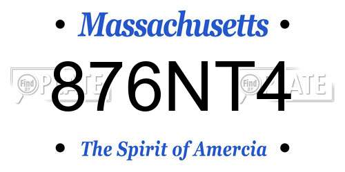 876NT4 Massachusetts License Plate