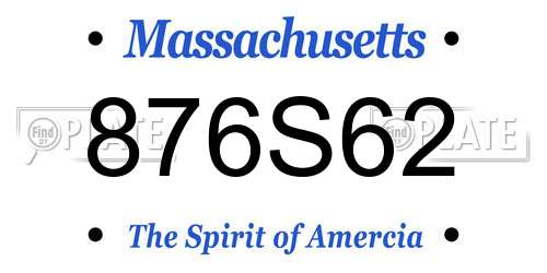 876S62 Massachusetts License Plate