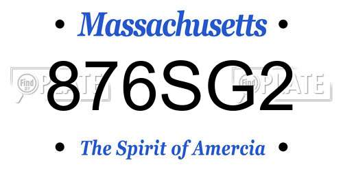 876SG2 Massachusetts License Plate