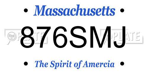 876SMJ Massachusetts License Plate