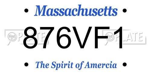 876VF1 Massachusetts License Plate