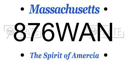 876WAN Massachusetts License Plate