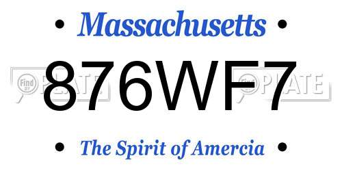 876WF7 Massachusetts License Plate
