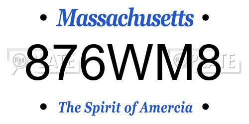 876WM8 Massachusetts License Plate