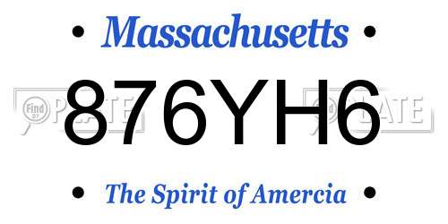 876YH6 Massachusetts License Plate