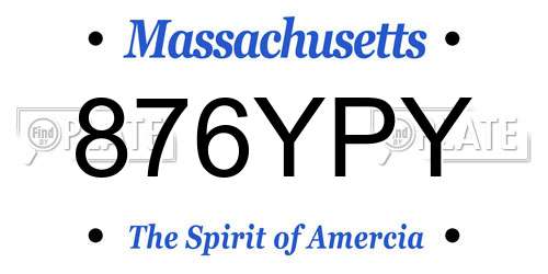 876YPY Massachusetts License Plate