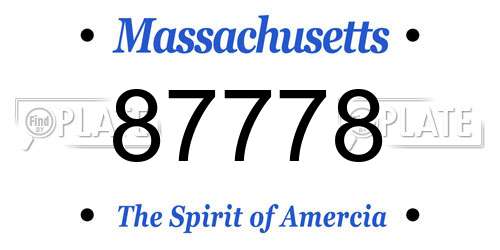 87778 Massachusetts License Plate