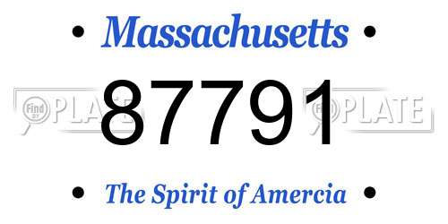 87791 Massachusetts License Plate