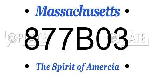 877B03 Massachusetts License Plate
