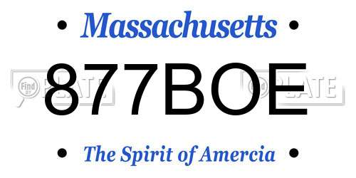 877BOE Massachusetts License Plate