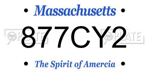 877CY2 Massachusetts License Plate