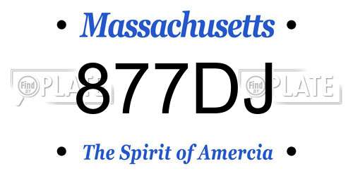 877DJ Massachusetts License Plate