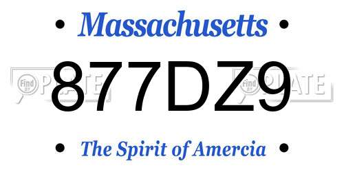 877DZ9 Massachusetts License Plate
