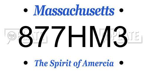 877HM3 Massachusetts License Plate