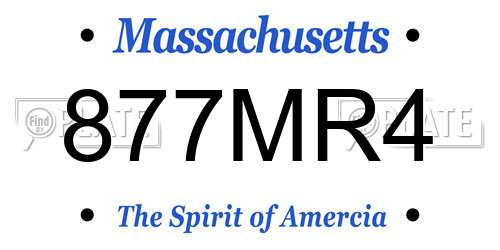 877MR4 Massachusetts License Plate